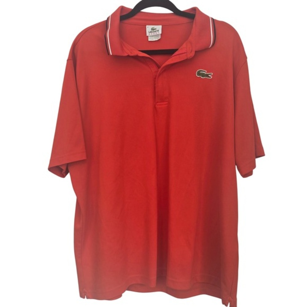 Lacoste Sport Mens Orange Tipped Collar Polo Shirt Size 8 FC 5962